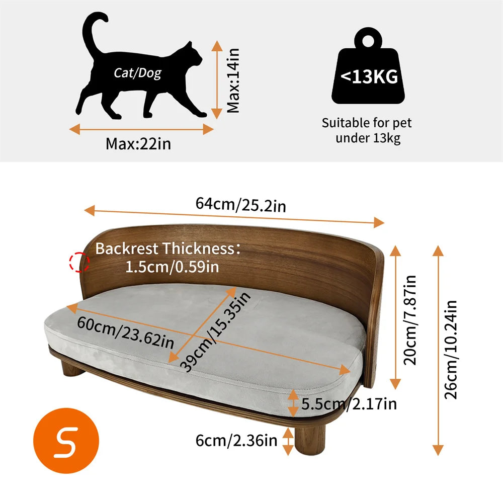 Borwart Wood Elevated Pet Sofa For Small Dogs And Cats