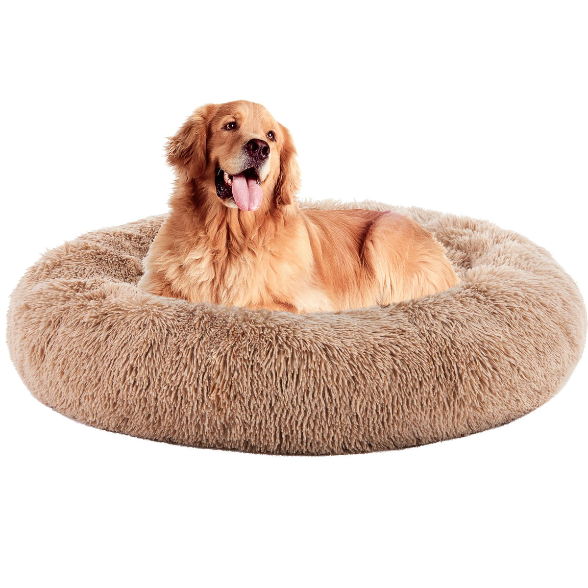 MCQ Round Faux Fur Orthopedic Dog Bed Machine Washable Cozy