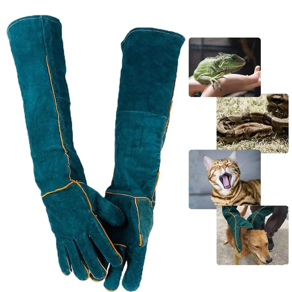 Cowhide Cat Bite Resistant Wrestling Gloves for Pet Handling Protection