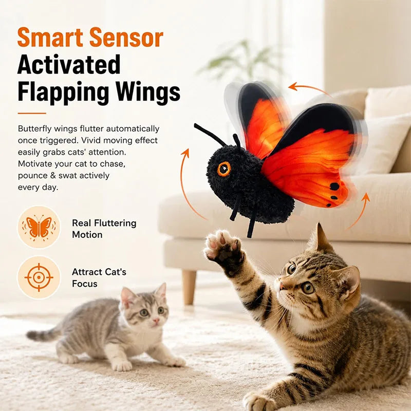 Interactive Flapping Butterfly Cat Toy With Realistic Motion