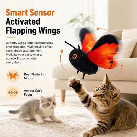 Interactive Flapping Butterfly Cat Toy With Realistic Motion