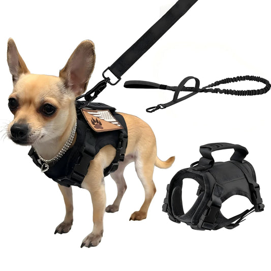 Adjustable Tactical Harness And Leash Set For Small Dogs