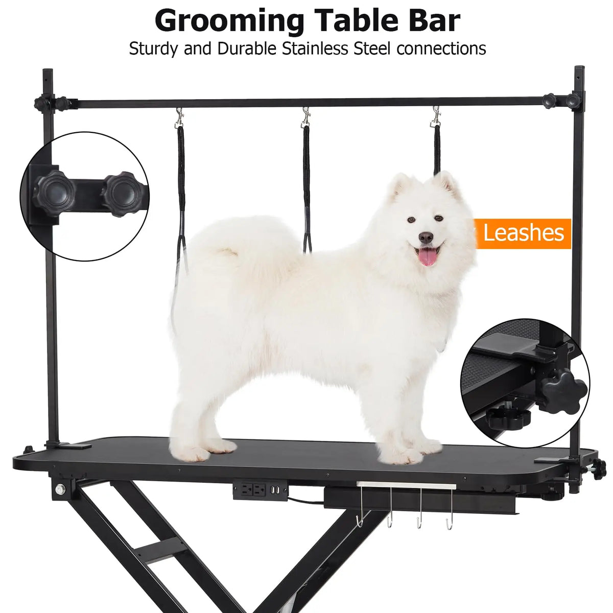 Electric Height Adjustable Dog Grooming Table With Arm And Tool Organizer