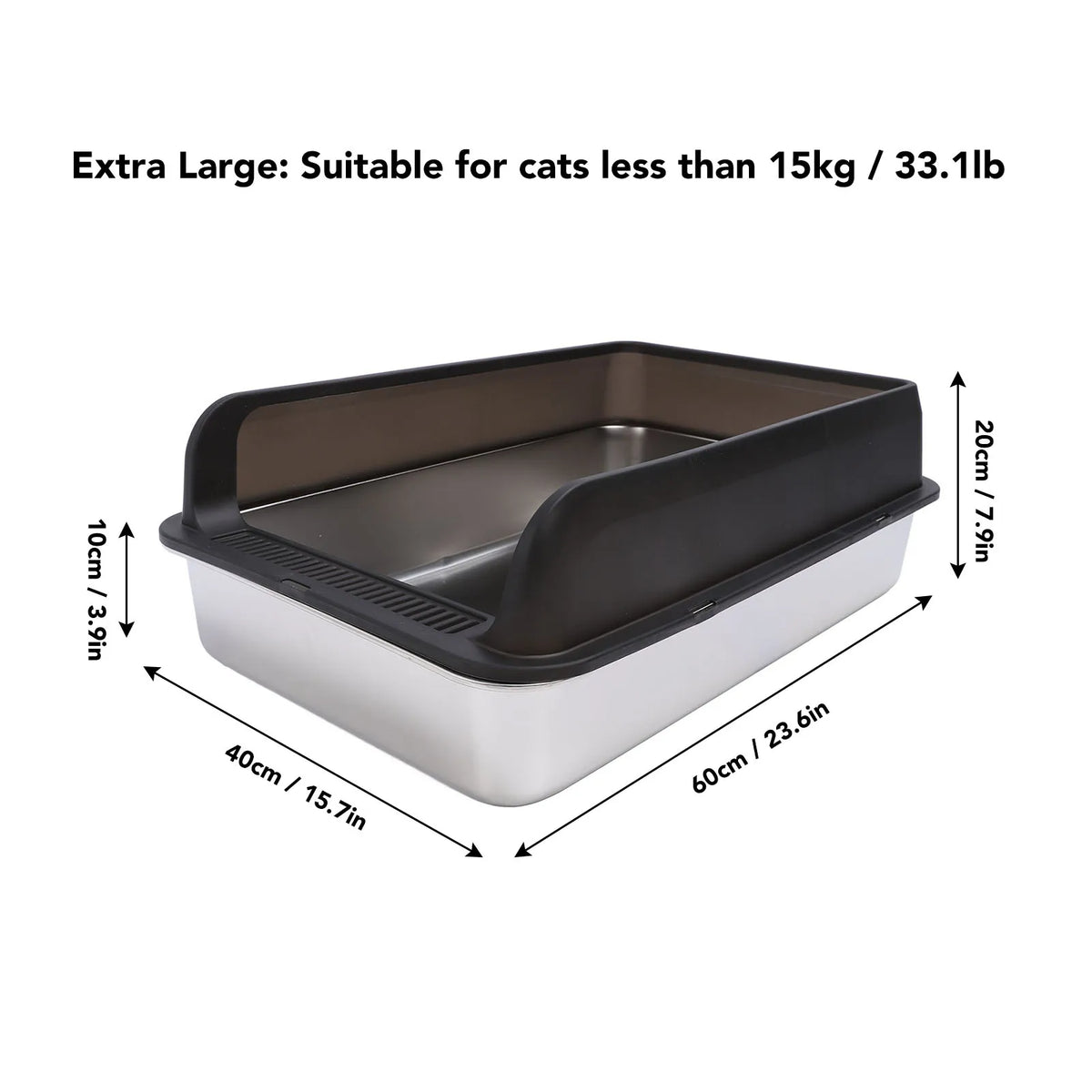 YOSOO Stainless Steel High Sided Top Entry Cat Litter Box