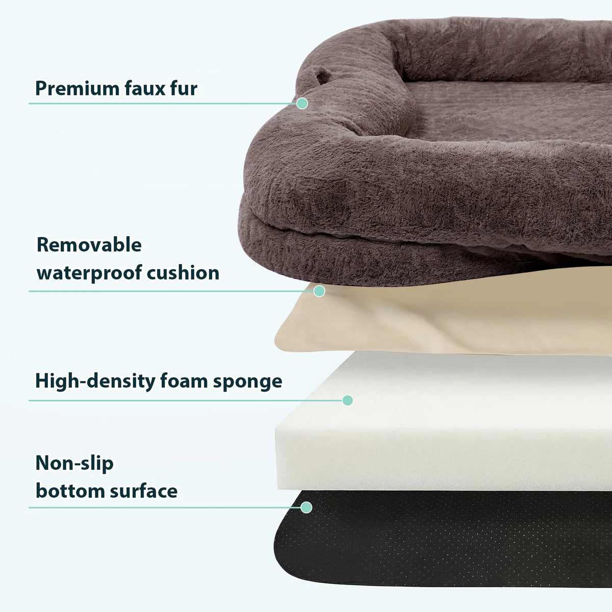 TOPINCN Portable Plush Dog Bed With Washable Blanket And Pocket