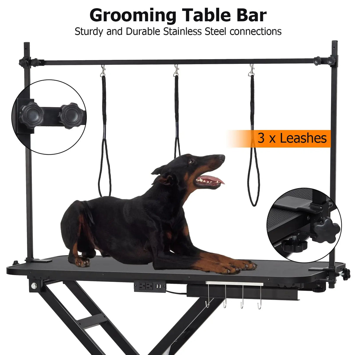 Electric Height Adjustable Dog Grooming Table With Arm And Tool Organizer