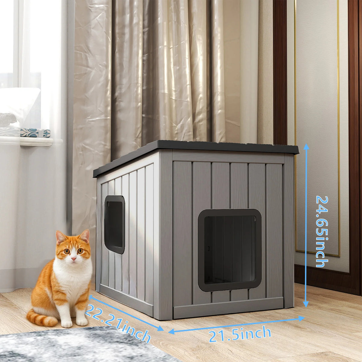Waterproof Sloped Roof Plastic Pet Cabin For Indoor Outdoor Use