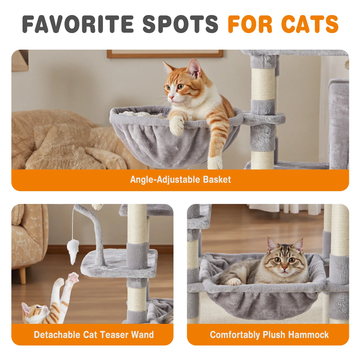 JHK Multi Tier Cat Tree With Durable Sisal Scratching Posts
