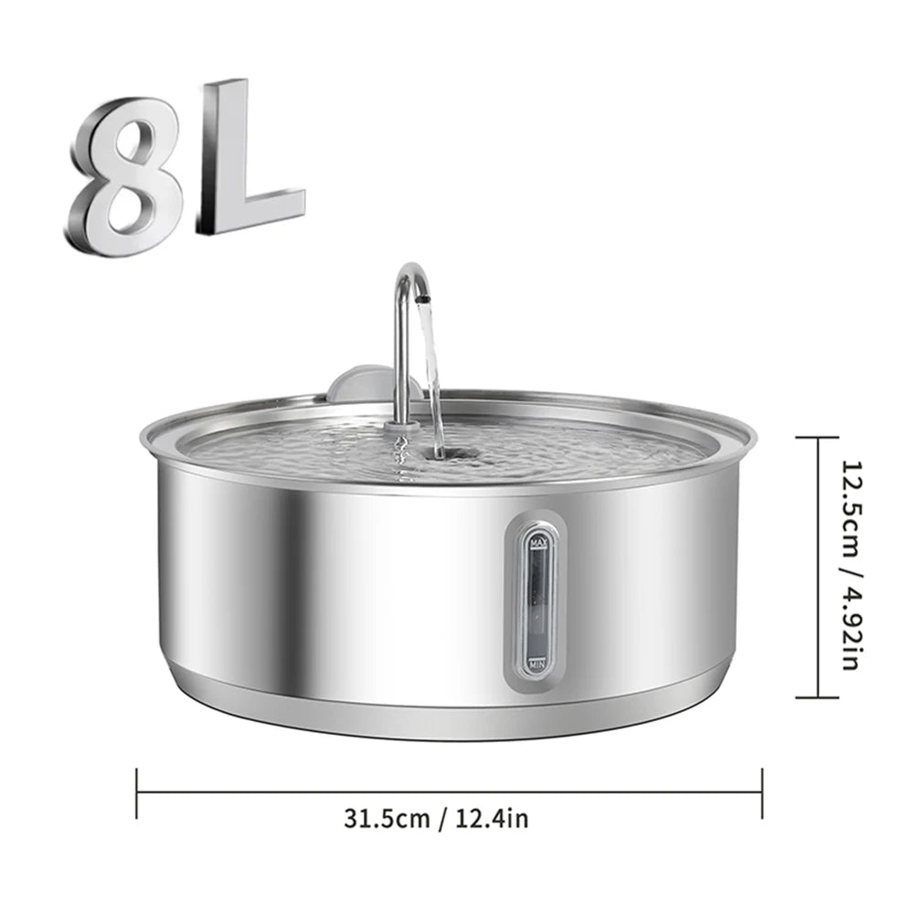 Stainless Steel Automatic Pet Water Fountain With Filter For Cats