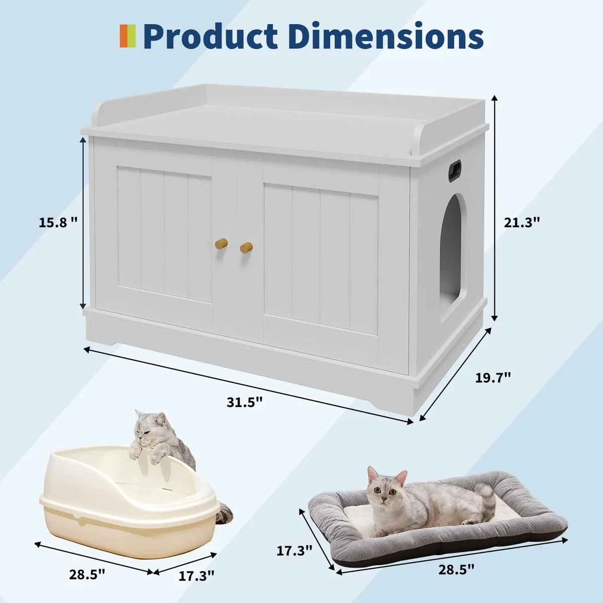 HiMISS Wooden Cat Litter Box Enclosure With Barn Door