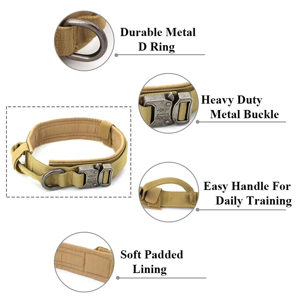 Tactical Nylon Dog Collar And Leash Set With Quick Release