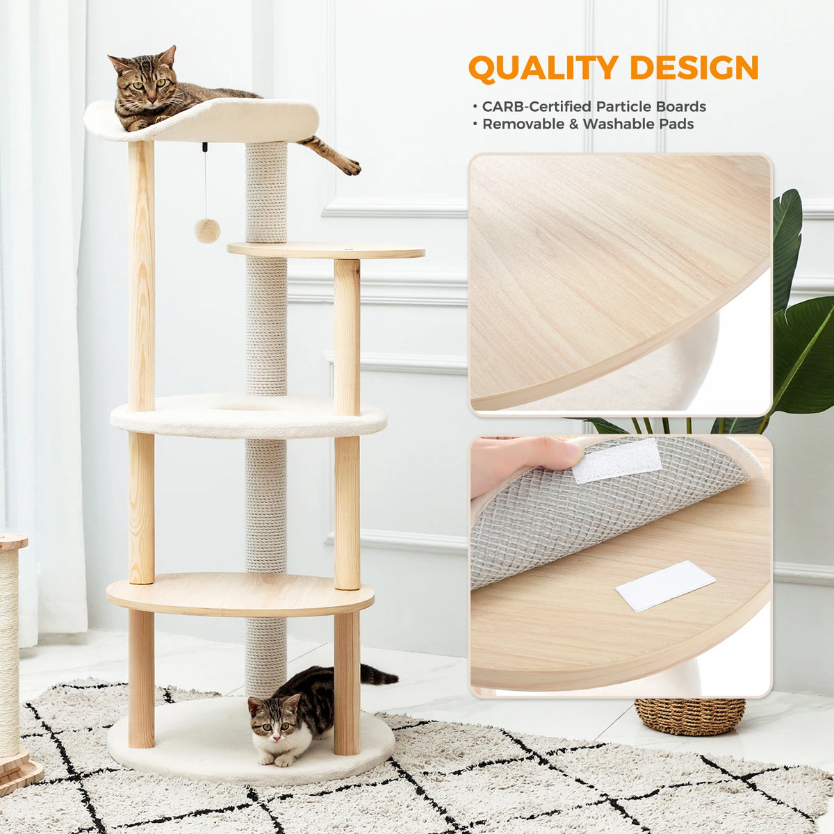 PAWZ Road Wooden Cat Tree Tower With Scratching Post Condo