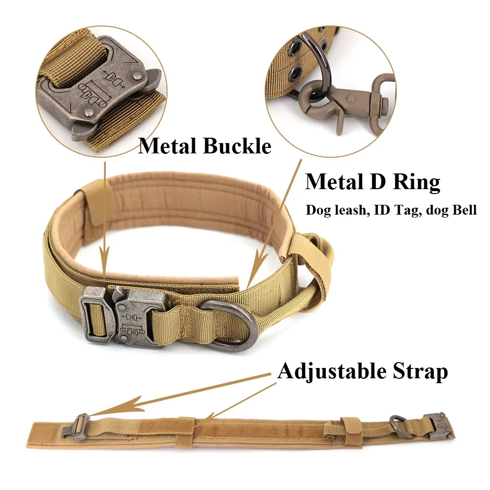 Tactical Nylon Dog Collar And Leash Set With Quick Release