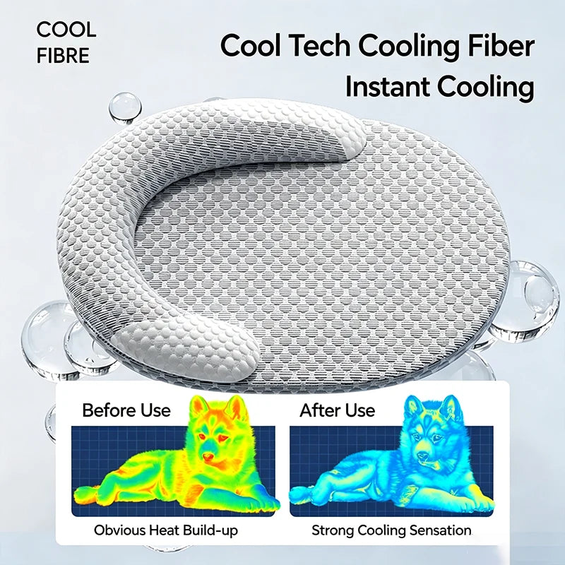 Summer Ice Silk Cooling Dog Bed Oval Breathable Heat Dissipation Cat Mat Pet Nest Cooling Pad for Small Medium Large Dogs Cats