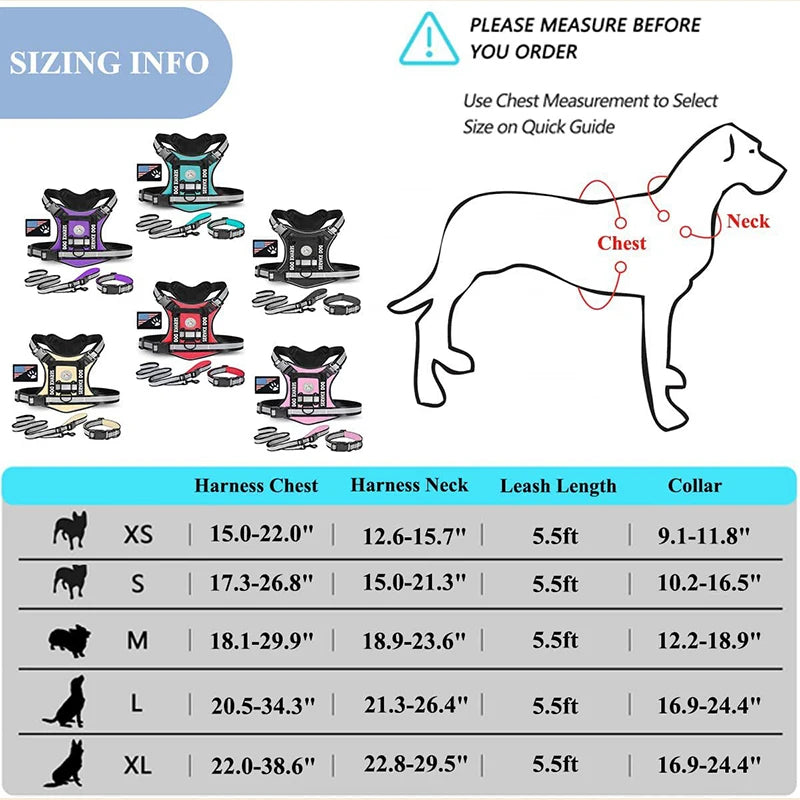 Premium Reflective Nylon Dog Harness With Collar Leash Set