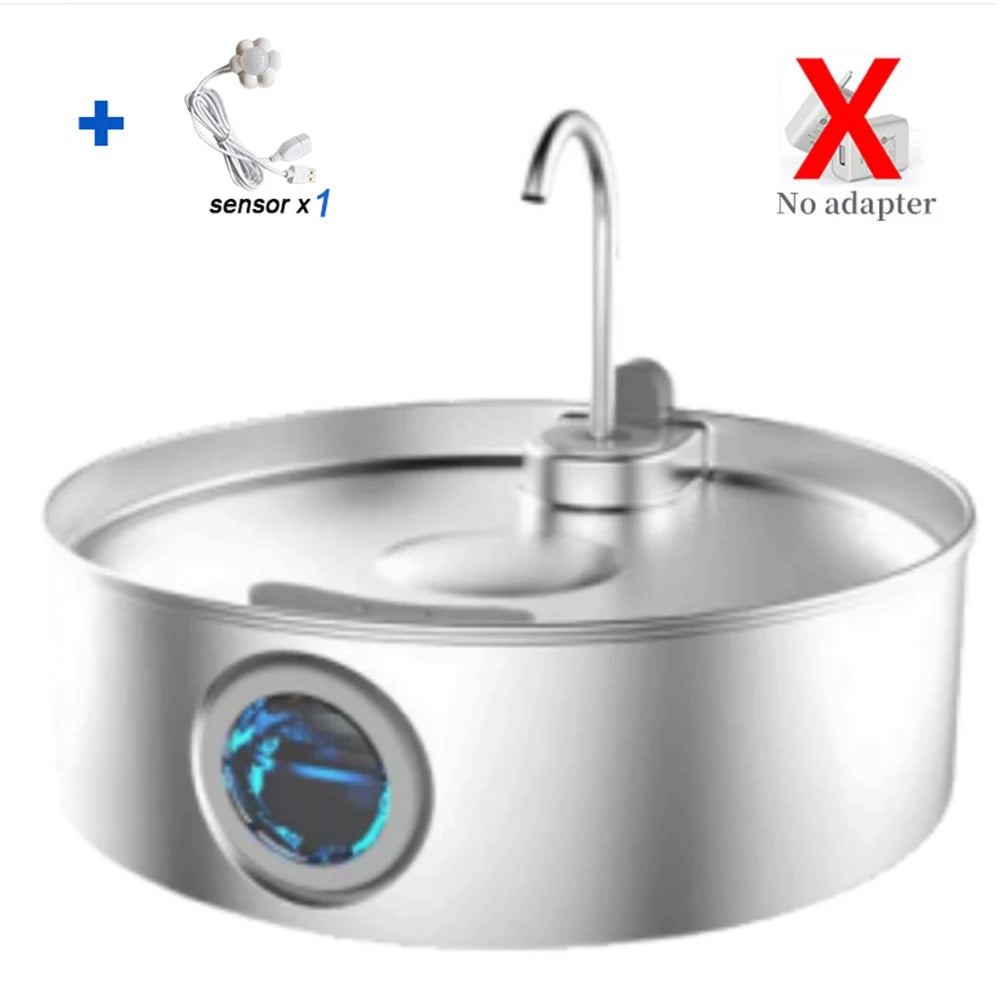 Stainless Steel Pet Water Fountain With Quiet Pump And Filter
