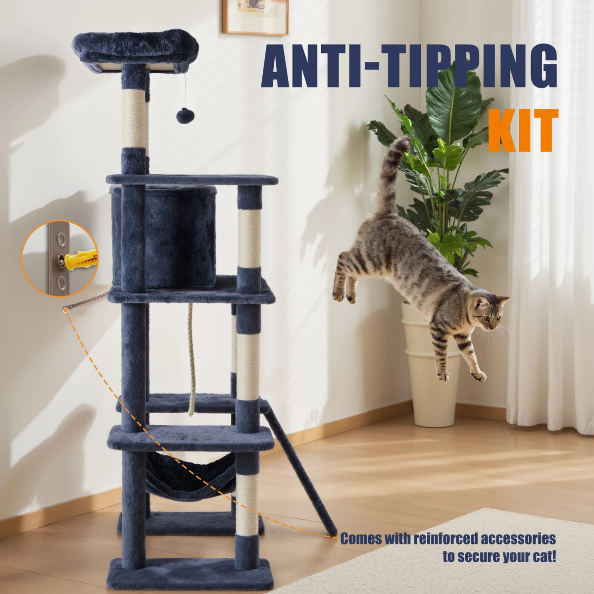 JHK Multi Level Cat Tower With Sisal Scratching Posts