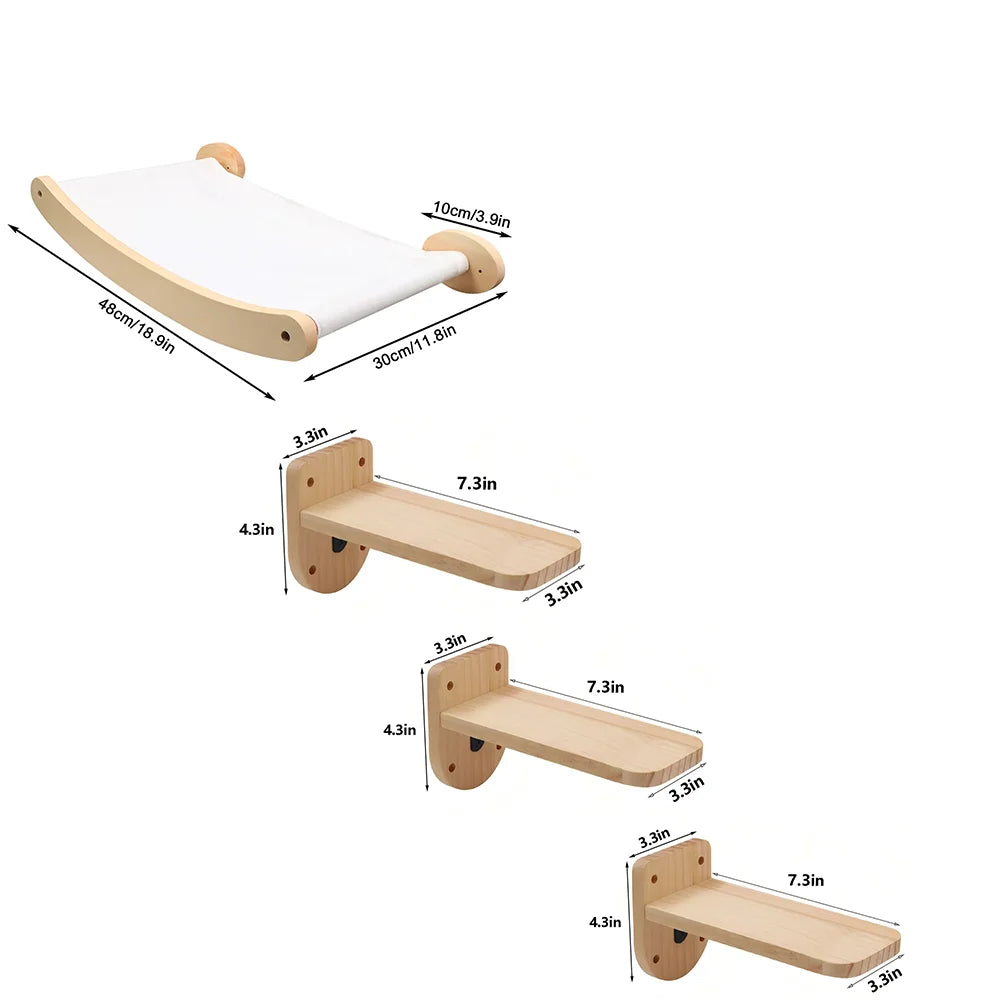 CWV Wall Mounted Cat Hammock With Sisal Scratching Shelf