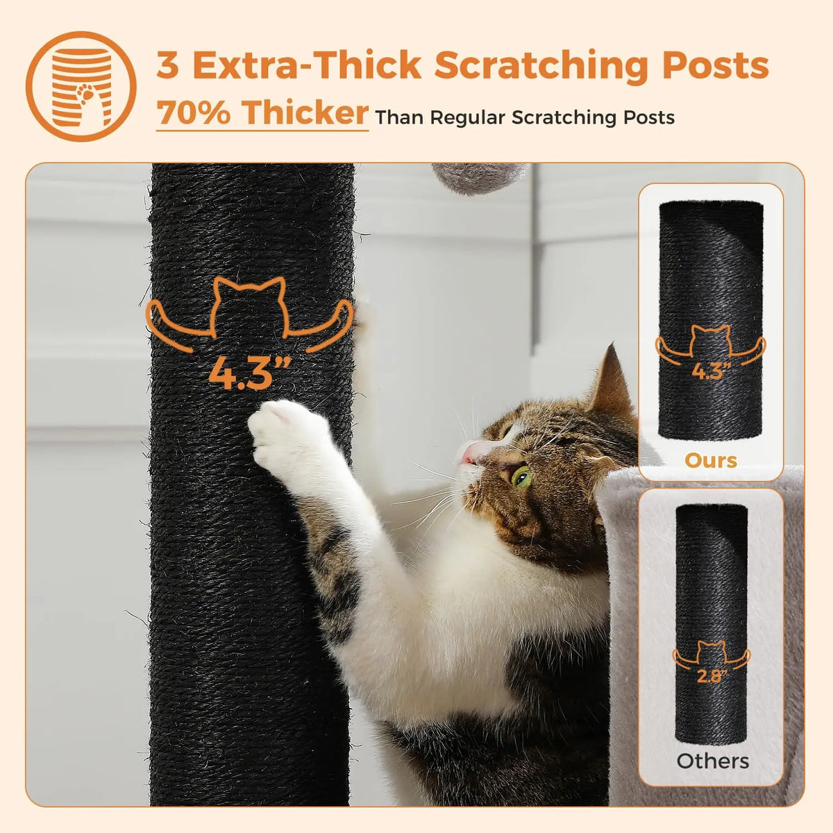 Heavy Duty Double Tier Cat Tree With Sisal Scratching Post