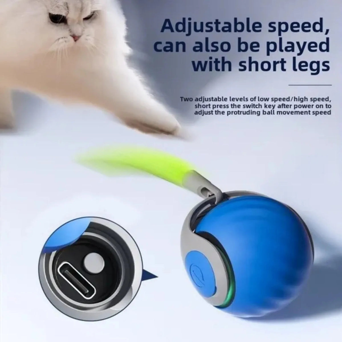 Cat Toy,Interactive Cat Ball,CatToys for Indoor Cats, Adjustable Sports Rolling Toy,Electric Rolling Ball
