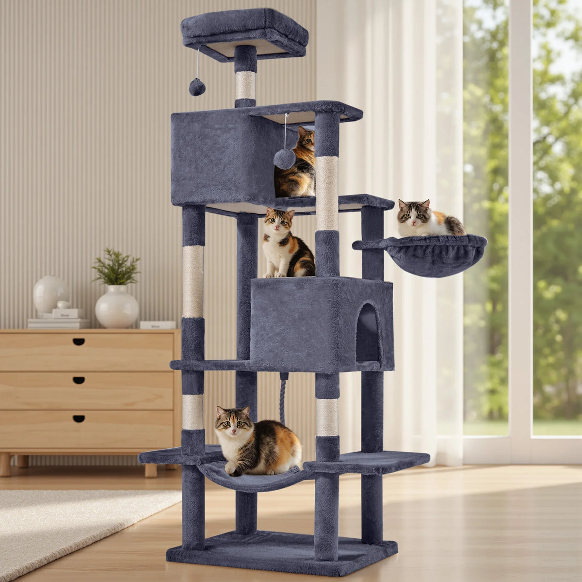 MCQ Multi Tier Cat Climbing Tower With Sisal Scratching Posts