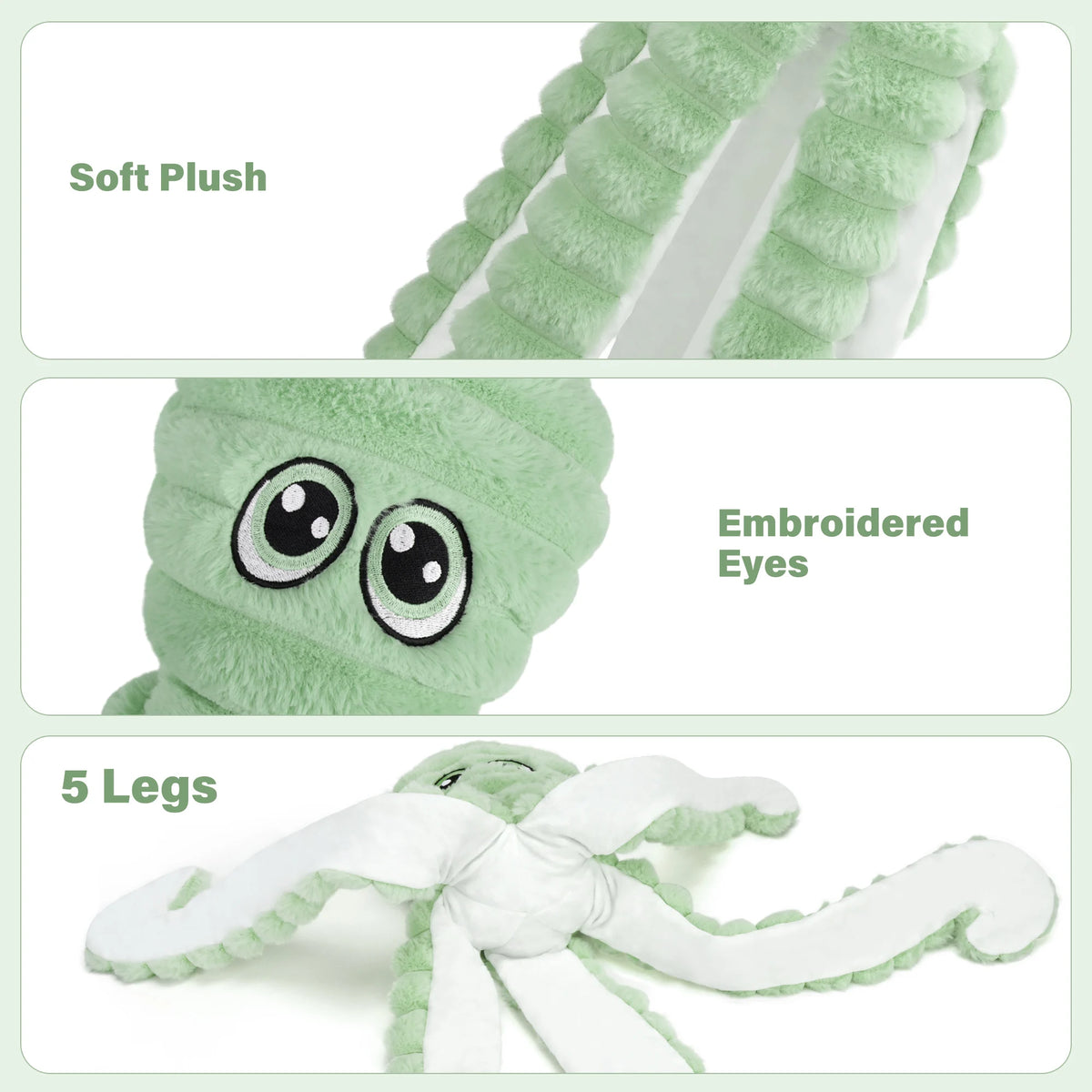 Octopus Squeaky Plush Dog Chew Toy For Grinding Teeth