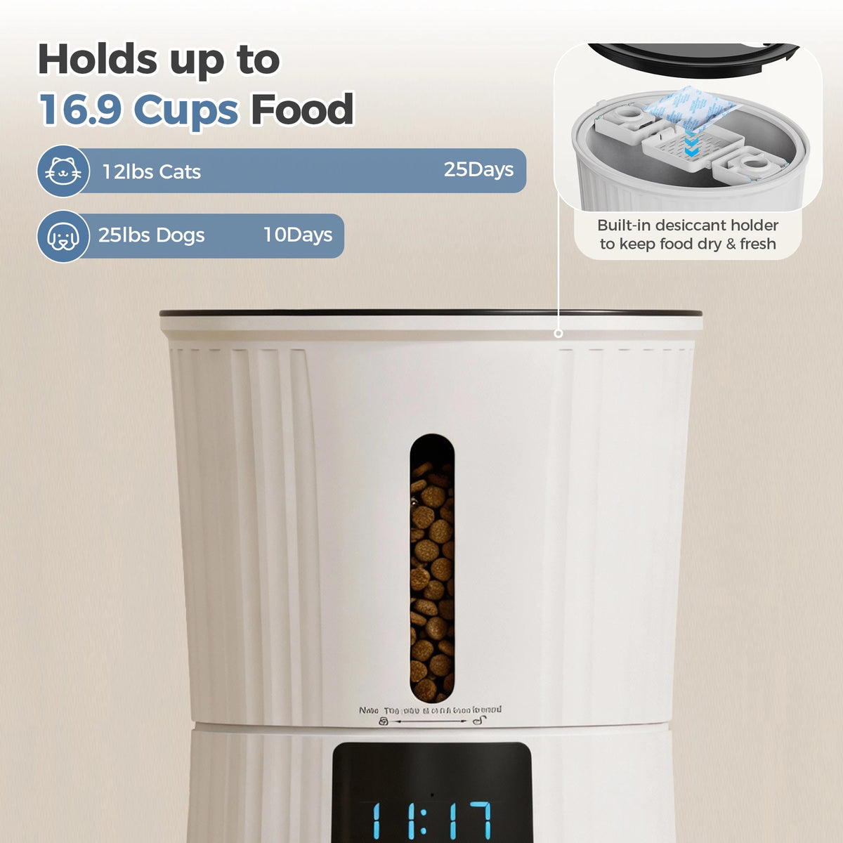 Automatic WiFi Cat Feeder With App Control Dual Power Supply
