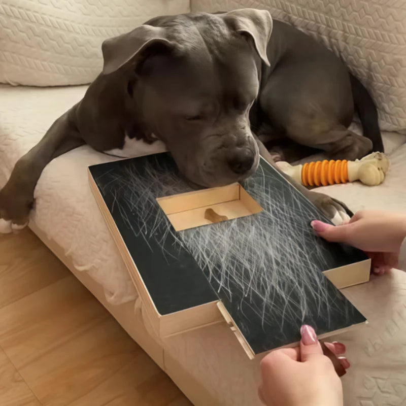 Wooden Dog Scratching Board With Treat Box Nail Trim Pad