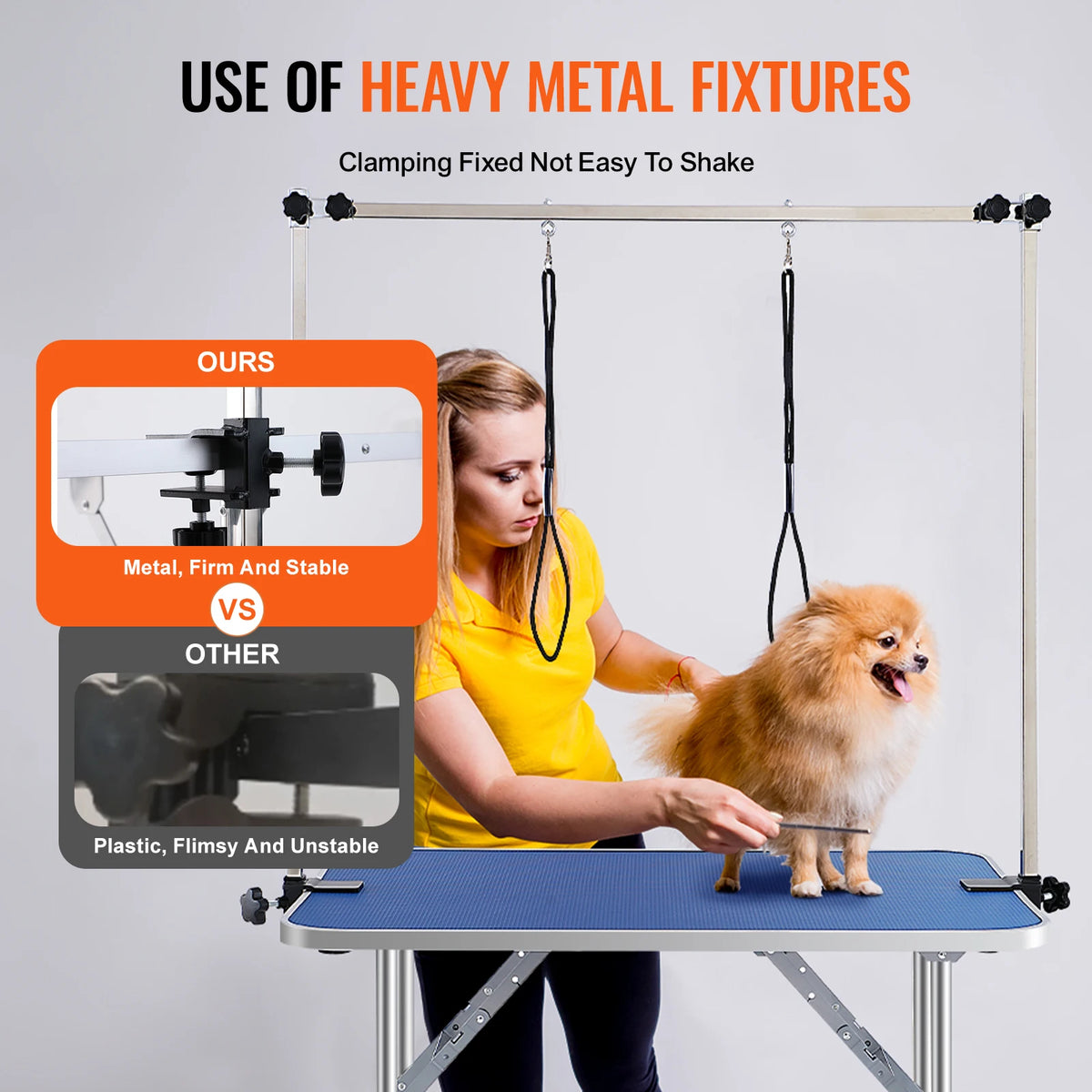Foldable Dog Grooming Table With Two Arms And Safety Loop