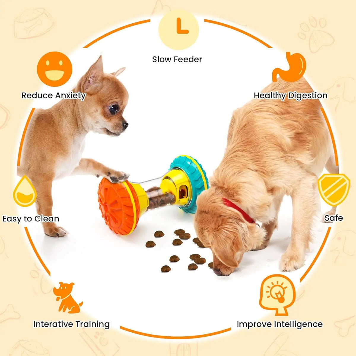 Interactive Dog Puzzle Toy Treat Dispenser Slow Feeder