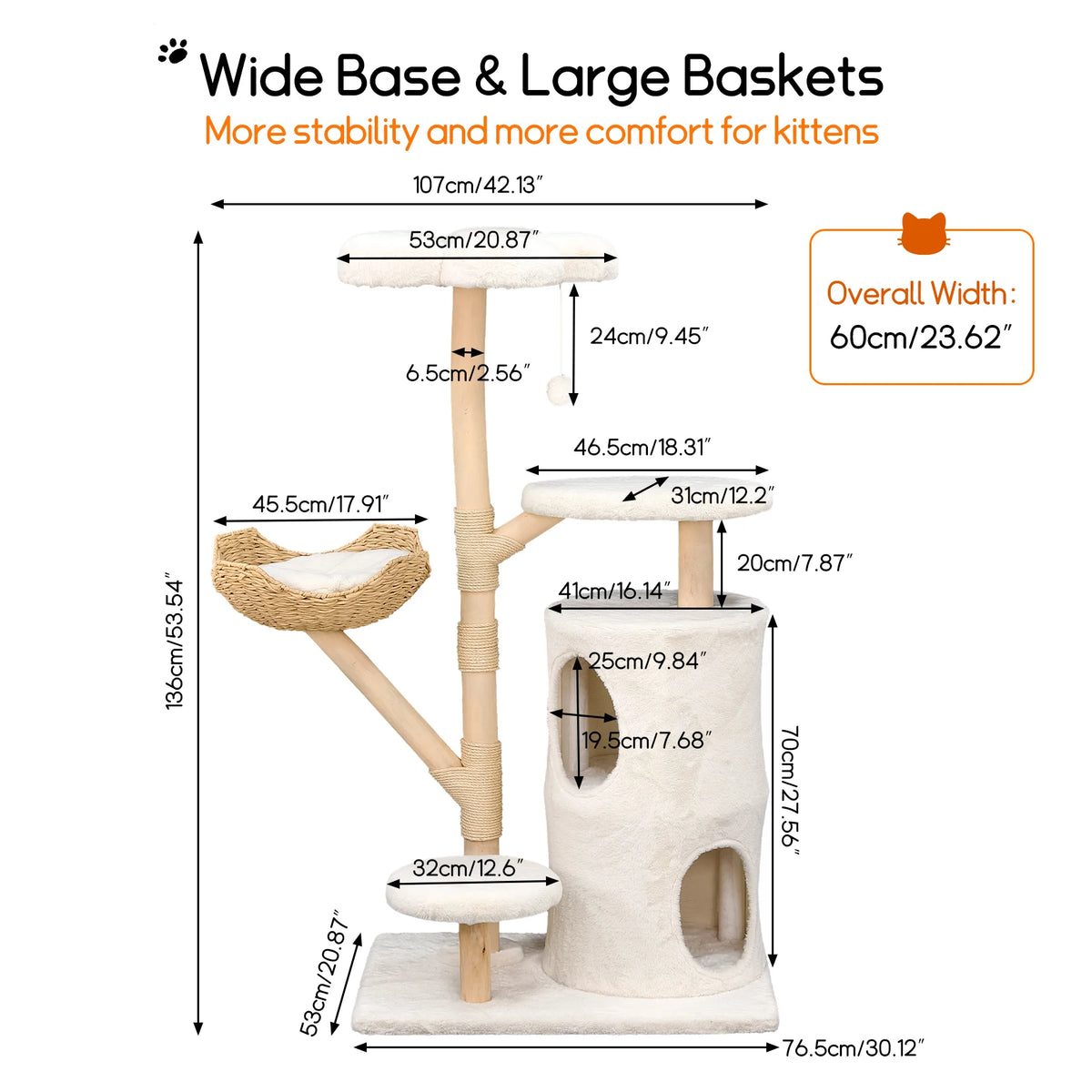 Borwart Wooden Cat Tree With Dual Sisal Scratching Posts