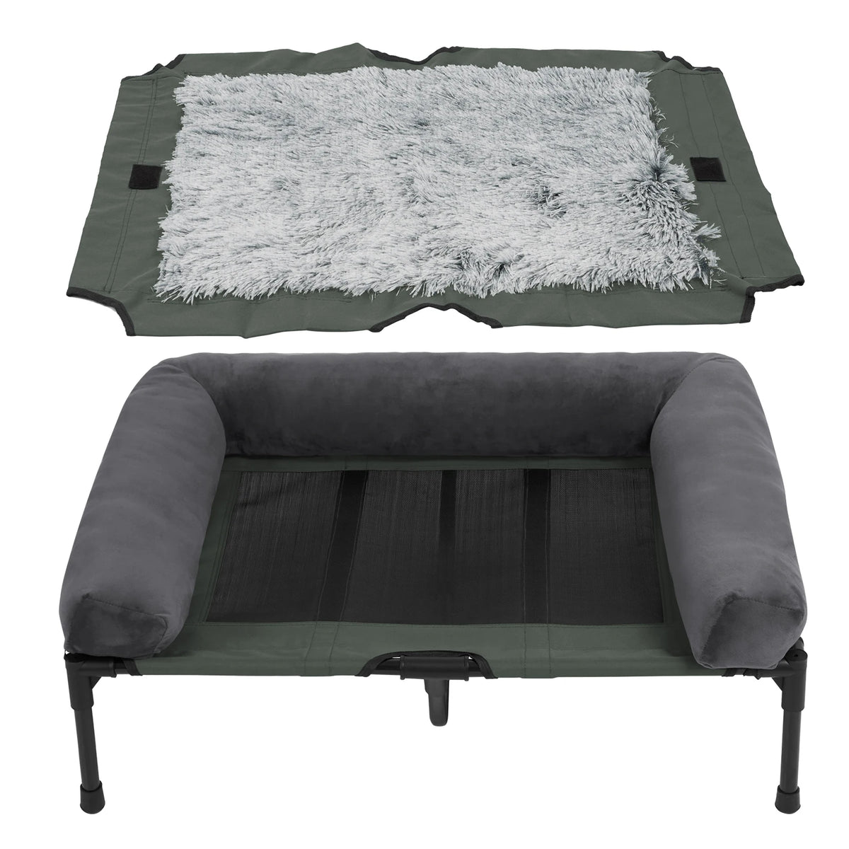 Bingopaw Elevated Cooling Dog Bed With Detachable Plush Bolster