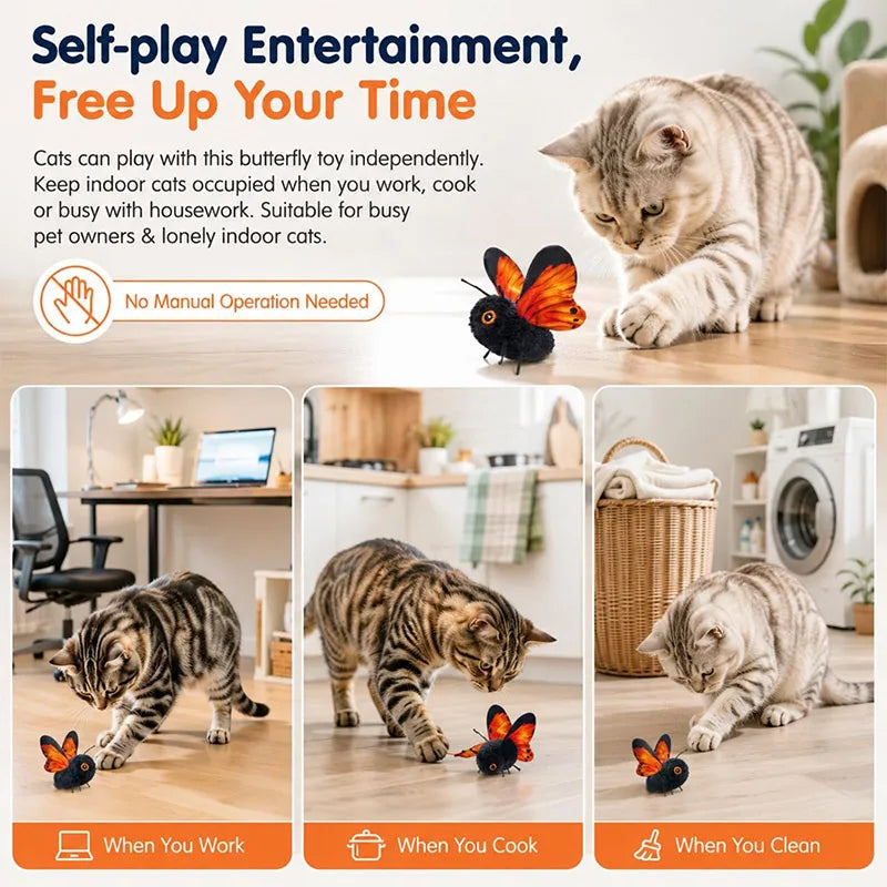 Interactive Flapping Butterfly Cat Toy With Realistic Motion