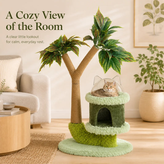 Double Tier Cat Tree With Sisal Rope Scratching Post
