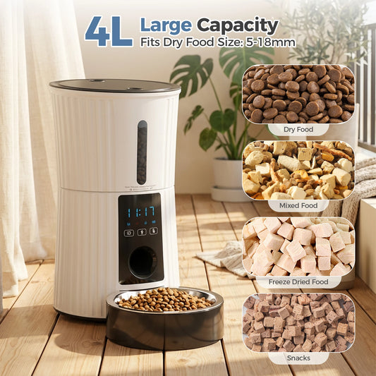 Automatic WiFi Cat Feeder With App Control Dual Power Supply