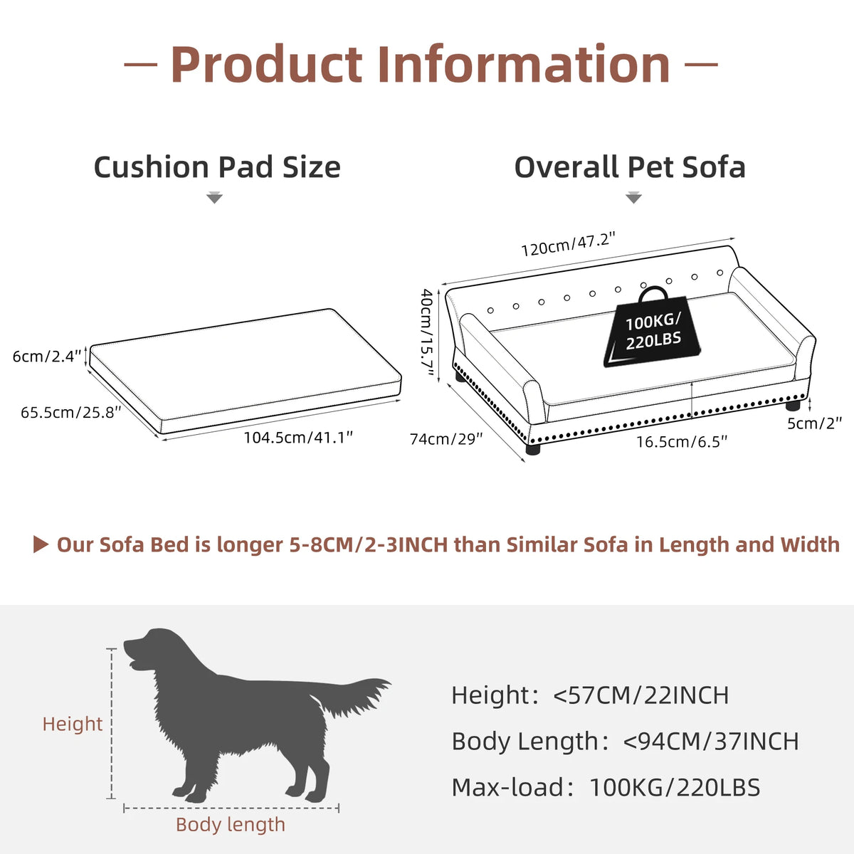 Bingopaw Waterproof Microfiber Leather Dog Sofa With Removable Cushion