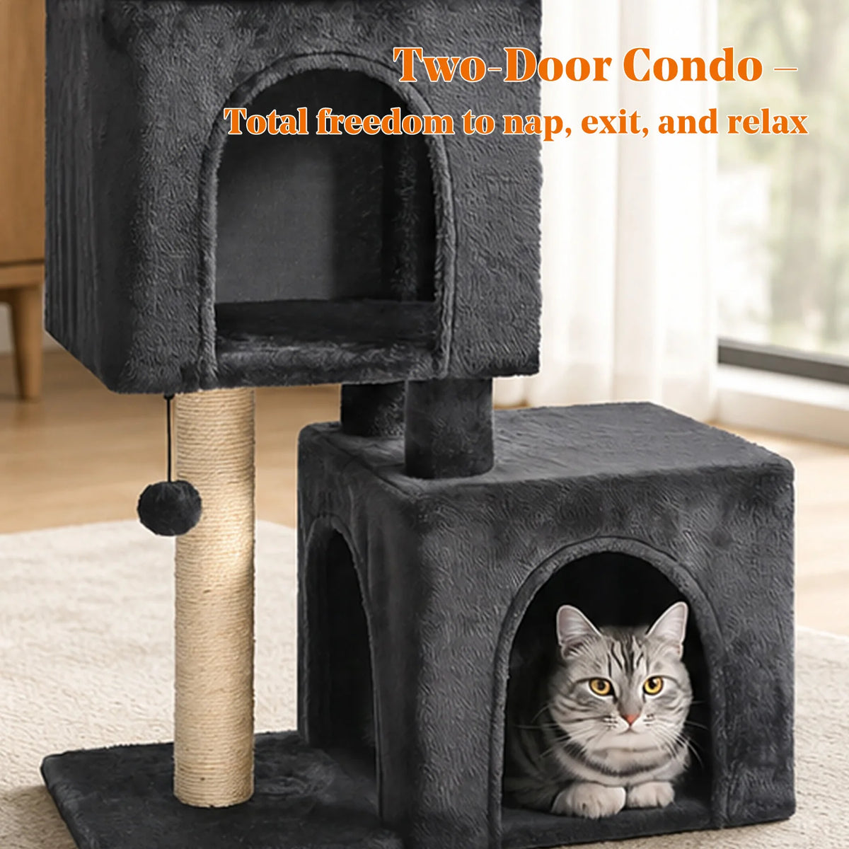 PAWZ Road Dual Condo Cat Tree With Sisal Scratching Post