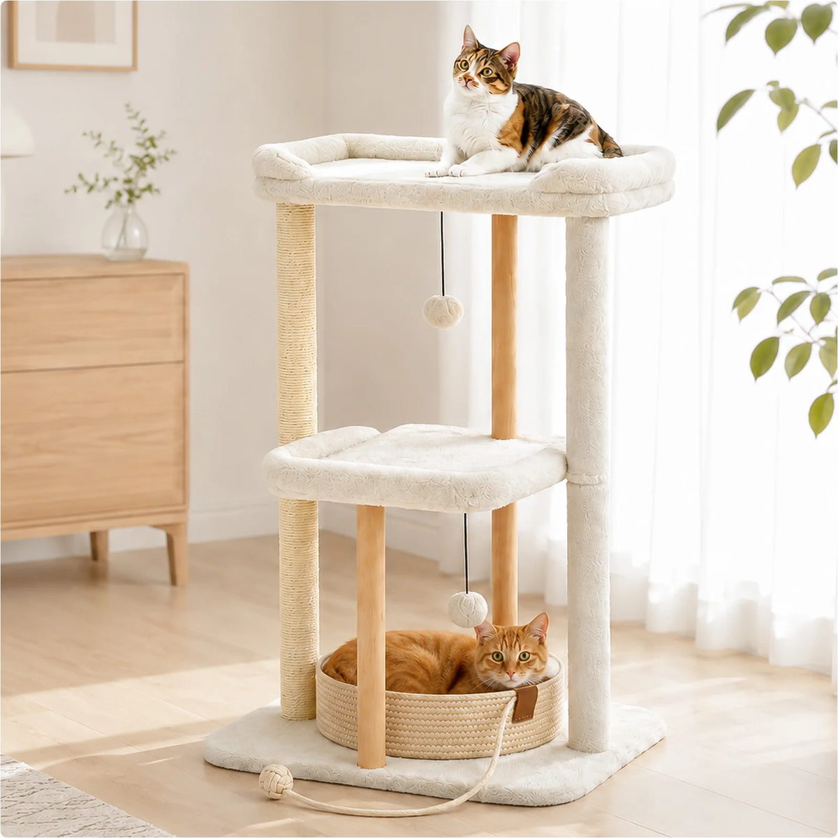Pawz Road Wood Cat Tower With Sisal Scratching Posts