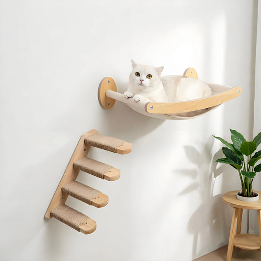 CWV Wall Mounted Cat Hammock With Sisal Scratching Shelf