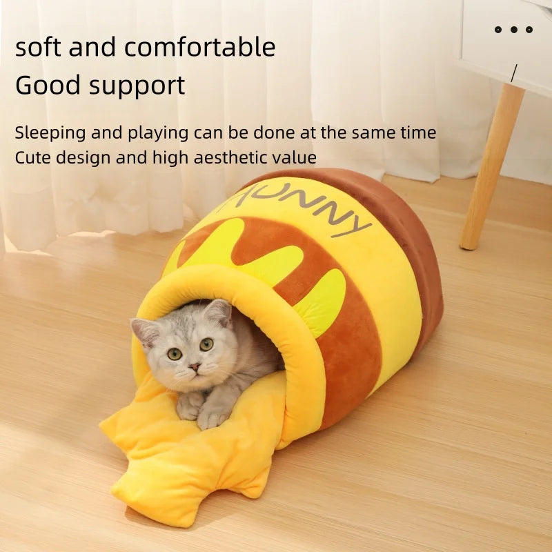 CZBNYX Cozy Honey Jar Cat Bed With Removable Corduroy Cover
