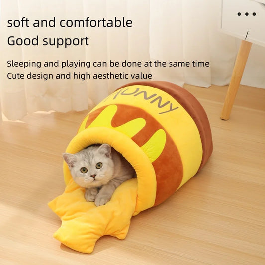 CZBNYX Cozy Honey Jar Cat Bed With Removable Corduroy Cover