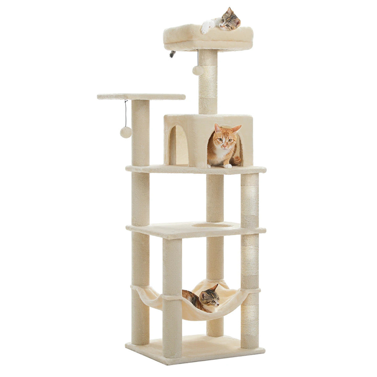 Pequlti Multi Level Cat Tree With Hammock And Sisal Posts