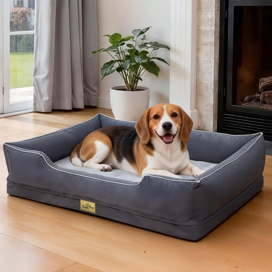 Borwart Orthopedic Dog Bed With Removable Cover And Bolster