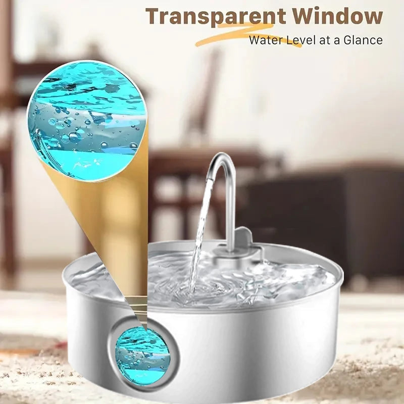 Stainless Steel Pet Water Fountain With Quiet Pump And Filter