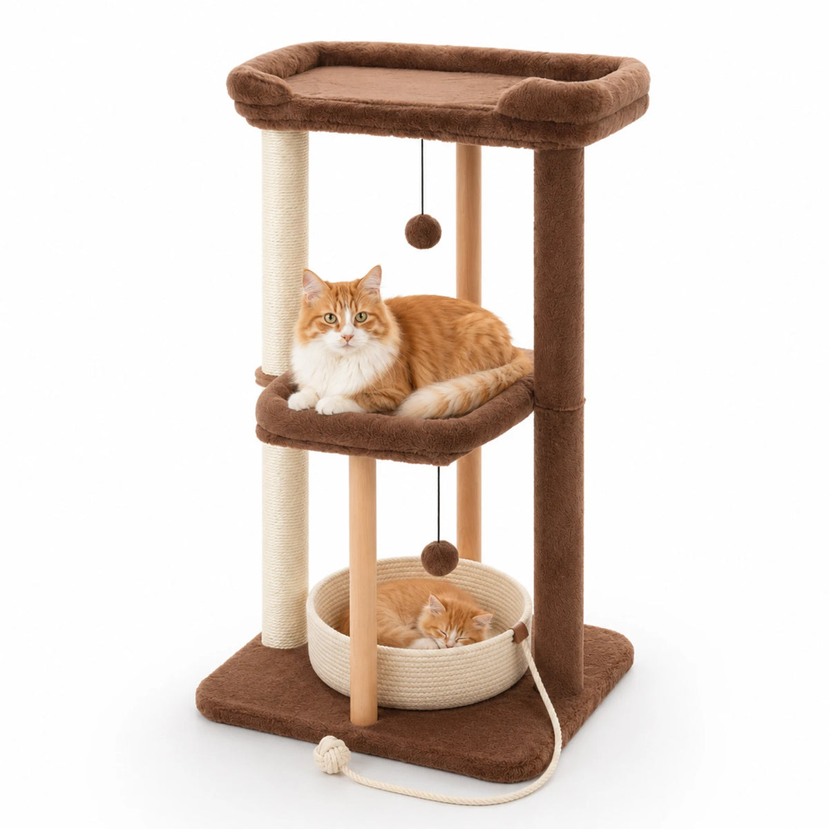 Pawz Road Wood Cat Tower With Sisal Scratching Posts