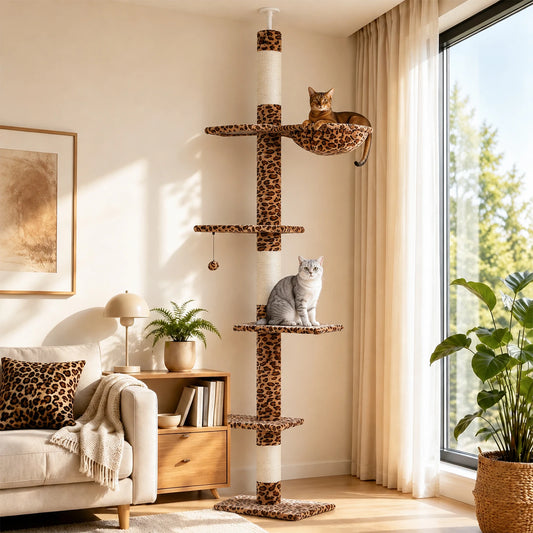 PAWZ Road Adjustable Floor To Ceiling Cat Tower With Hammock