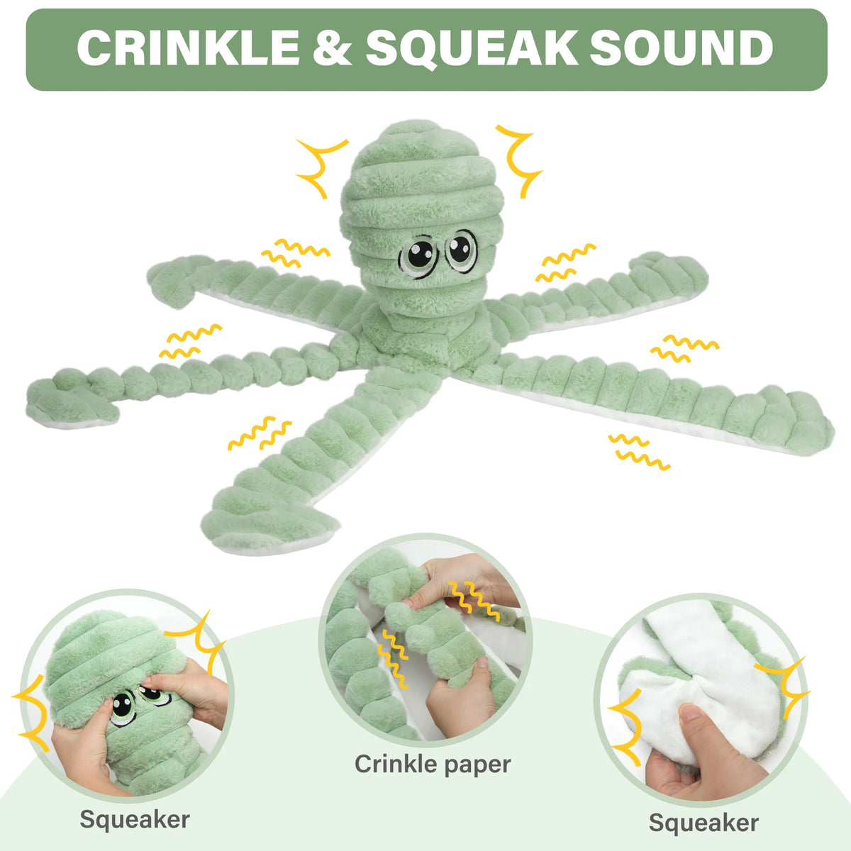 Octopus Squeaky Plush Dog Chew Toy For Grinding Teeth