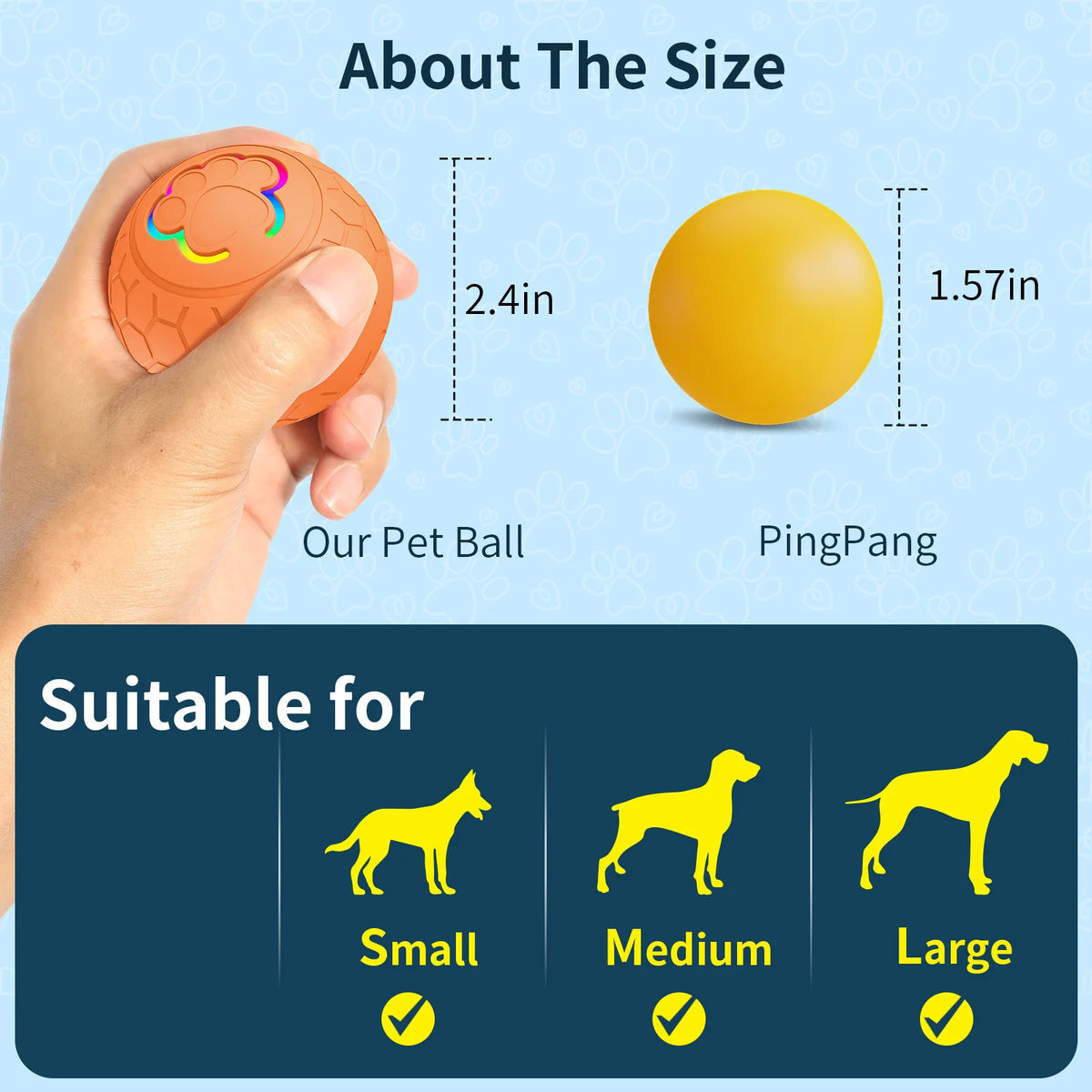 Automatic Rechargeable Interactive Dog Toy Ball With RGB Lights