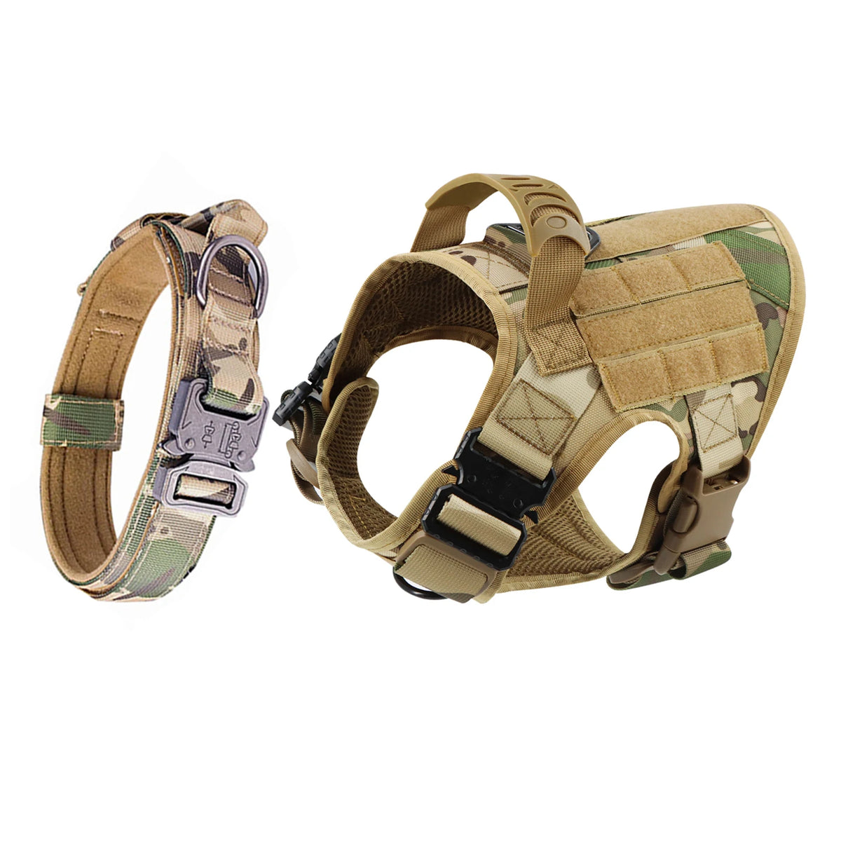 Adjustable Nylon Tactical Dog Harness And Collar Set