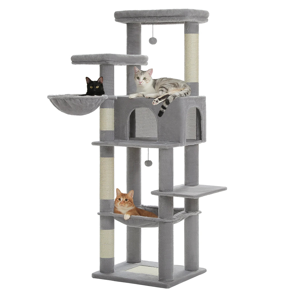 Pequlti Multi Level Cat Tree With Hammock And Sisal Posts